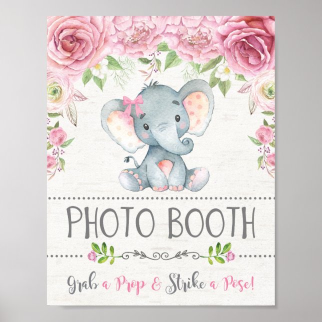 Décoration de stand photo éléphant Roses roses (Devant)