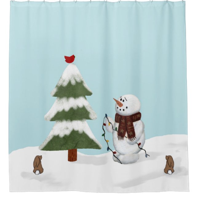 Décoration Du Rideau De Douche Snowman Arbre (Devant)