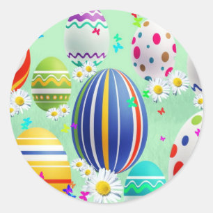 Decoration Easter Eggs Classic Round Sticker