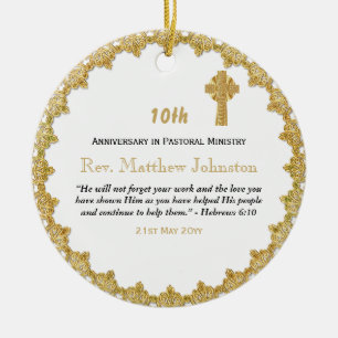 Décoration En Céramique 10e anniversaire d'Ordination Ecriture personnalis