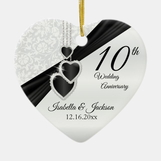 Décoration En Céramique 10ème Onyx noir et anniversaire de mariage blanc (Devant)