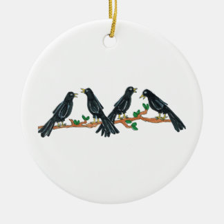 Décoration En Céramique 12 jours d'ornement de Noël - quatre oiseaux