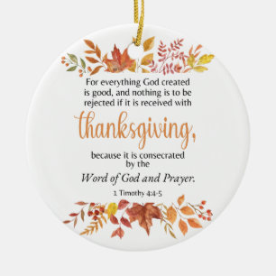 Décoration En Céramique 1 Timothée 4:4-5 Écriture de Thanksgiving Automne