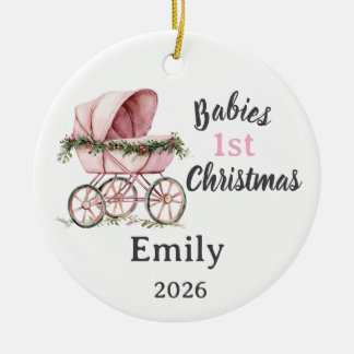 Décoration En Céramique 1er Noël de bébé personnalisable pour fille