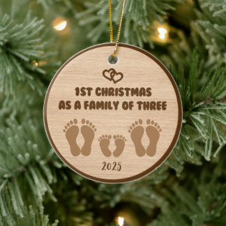 Décoration En Céramique 1er Noël en famille de trois