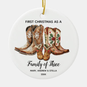 Décoration En Céramique 1er Noël en famille de trois Cowboy Keepsaké
