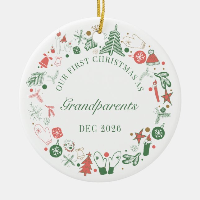 Décoration En Céramique 1er Noël en grands-parents (Devant)