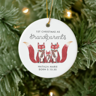 Décoration En Céramique 1er Noël en grands-parents Renards personnalisés