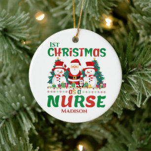 Décoration En Céramique 1er Noël en tant qu'infirmière personnalisée