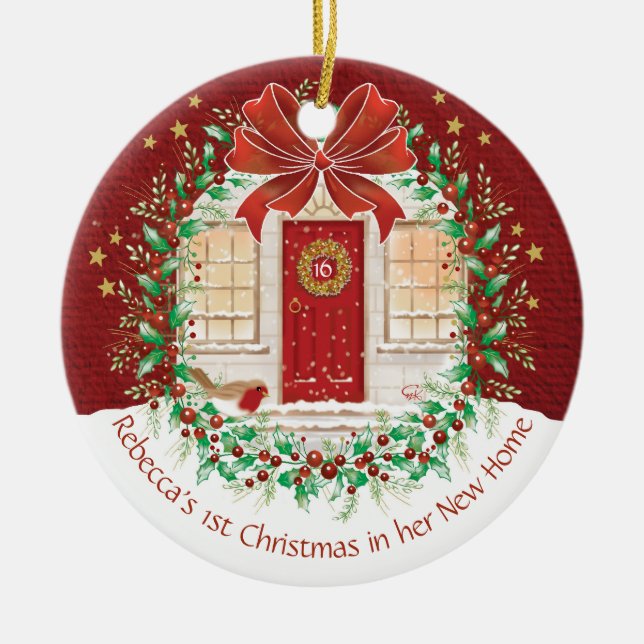 Décoration En Céramique 1er Noël, Nouvelle Maison, Personne seule, (Devant)