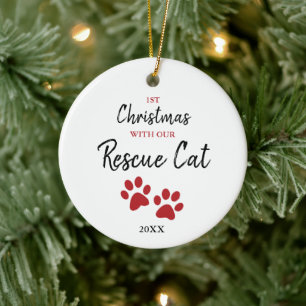 Décoration En Céramique 1er Noël personnalisé avec notre nouveau chat Seco