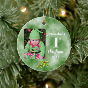 Décoration En Céramique 1ère photo de Noël du bébé