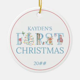 Décoration En Céramique 1ère photo de Noël du bébé animal mou