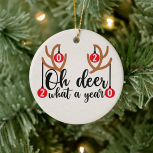 Décoration En Céramique 2020 Oh Deer, une année drôle de renne de Noël