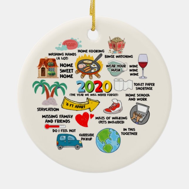 Décoration En Céramique 2020 Quarantaine pandémique Noël (Dos)