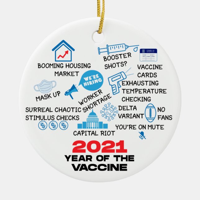 Décoration En Céramique 2021 Année Du Vaccin Funny Noël (Devant)