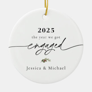Décoration En Céramique 2025 Engaged Ornament | Modern Photo Keepsake