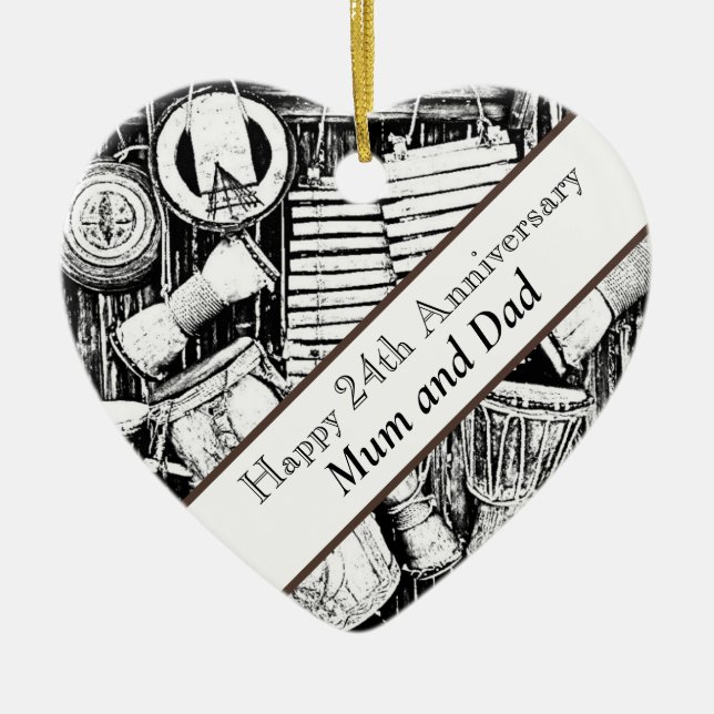 Décoration En Céramique 24e anniversaire modifiable (Devant)