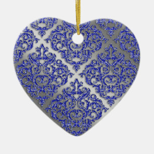 Décoration En Céramique 25e anniversaire Noël Bleu étincelle Argent Dama
