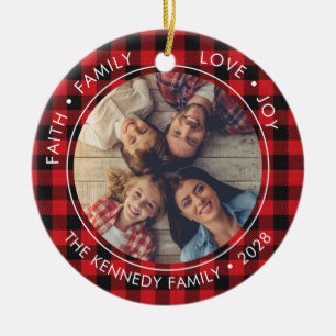 Décoration En Céramique 2 Photo Buffalo Plaid Faith Family Love Joy Ceram