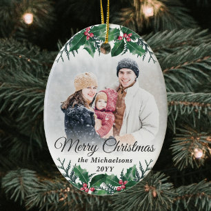 Décoration En Céramique 2 Photo Élégant Noël de verdure de houx joyeux Noë