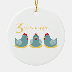 Décoration En Céramique 3 poules françaises