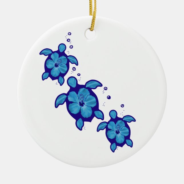 Décoration En Céramique 3 tortues bleues de Honu (Devant)