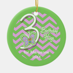 Décoration En Céramique 3e anniversaire des huards à papillons Nom person