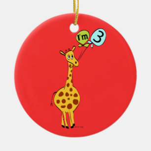 Décoration En Céramique 3e anniversaire Giraffe et ballons