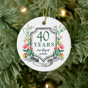 Décoration En Céramique 40 ans Sobriété Anniversaire Sobre personnalisé