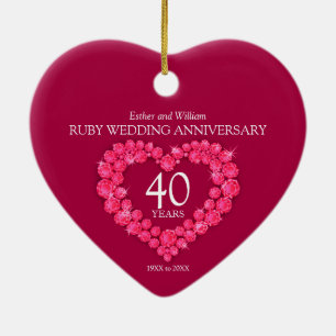 Décoration En Céramique 40e anniversaire du mariage de rubis coeur photo p
