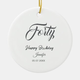 Décoration En Céramique 40th forty letterbirthday add name date year gray 