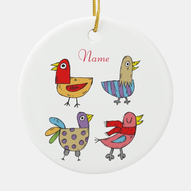 Décoration En Céramique 4 Oiseaux amusants Thunder_Cove (Devant)