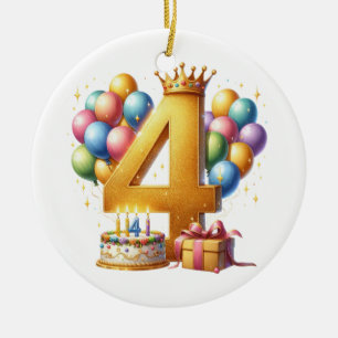 Décoration En Céramique 4e anniversaire doré