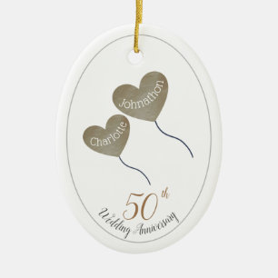 Décoration En Céramique 50e anniversaire de Mariage d'or mari et femme