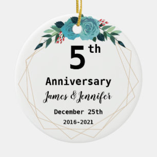Décoration En Céramique 5e anniversaire Mariage Noms et année personnalis