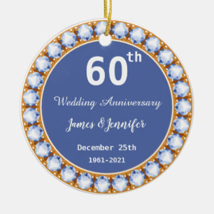 Décoration En Céramique 60e anniversaire du Mariage diamant Noms personnal