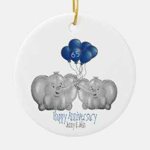Décoration En Céramique 65e anniversaire de naissance de l'éléphant mari e