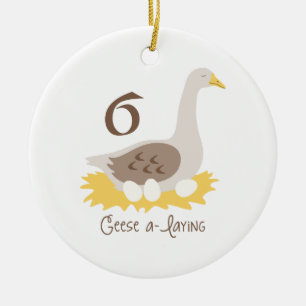 Décoration En Céramique 6 Geese A-Laying