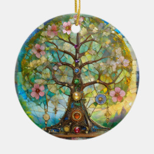 Décoration En Céramique 7 Chakra Fleurissant Arbre De Vie