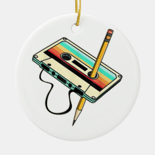Décoration En Céramique 80s Cassette Tape Pencil 1980s Retro Vintage Throw