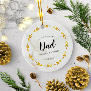 Décoration En Céramique À la mémoire affectueuse de papa Couronne dorée Mé