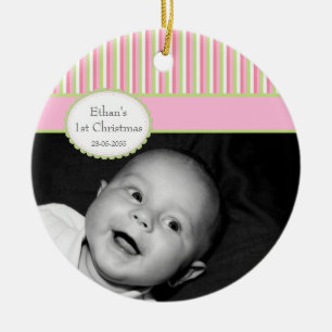 Décoration En Céramique Ă?re photo de Noël de chaux du bébé rose de rayure