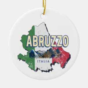 Décoration En Céramique Abruzzes Italie Région Rétro Carte Souvenir Vintag