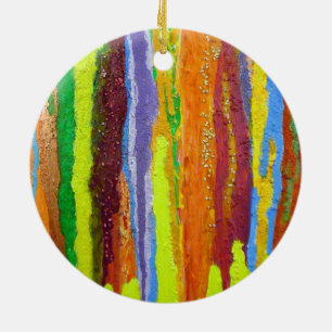 Décoration En Céramique Abstract art rainbow stripes paint drip