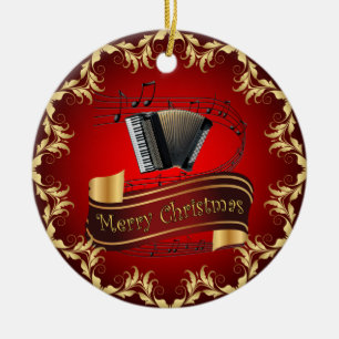 Décoration En Céramique Accordion ~ Scroll musical ~ Joyeux Noël ~ * ~