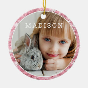 Décoration En Céramique Add Your Own Photo Cute Pink Easter Personalized