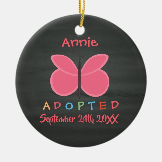 Décoration En Céramique Adoption du papillon adopté - Nom personnalisé (Devant)