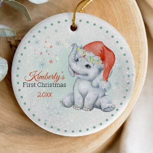 Décoration En Céramique adorable premier bébé Noël bébé éléphant fille