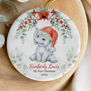 Décoration En Céramique adorable premier bébé Noël bébé éléphant fille Cer
